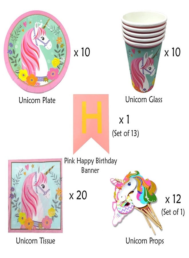 AMFIN® Unicorn Paper Plates/Unicorn Birthday Decoration/Unicorn Theme Birthday for Decoration/Unicorn Birthday Decoration for Girls - Pink - Image 3